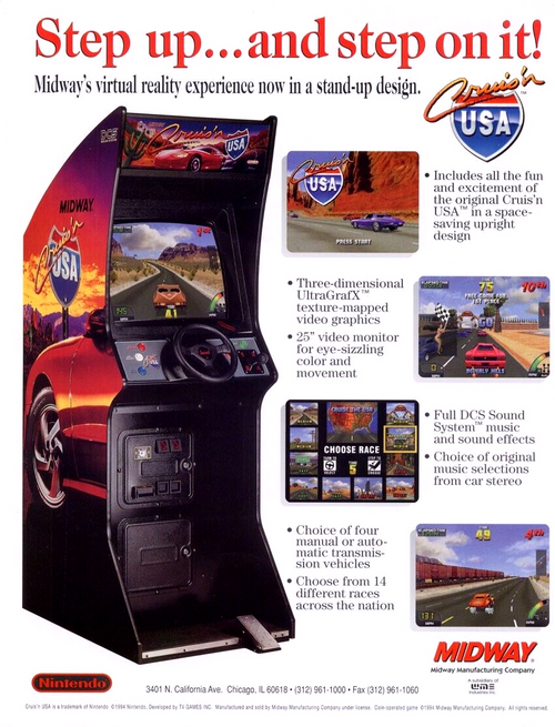 Cruisin USA Video Arcade Game FLYER Original Auto Sports Car Racing Art Unused