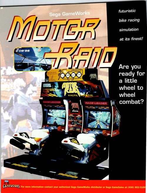 Motor Raid Arcade Game Flyer 2 Sides Original Motorcycle Bike Art 8.5" x 11