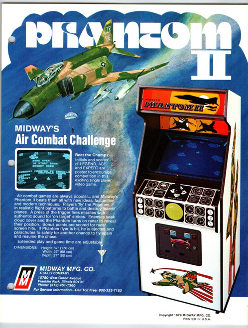 Phantom II Air Combat Video Arcade Game Flyer 1979 Original Retro Art 8.5" x 11"