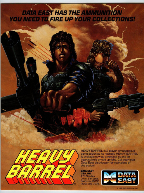 Heavy Barrel Video Arcade Game Flyer Original 1988 Retro Combat Art 8.5" x 11"