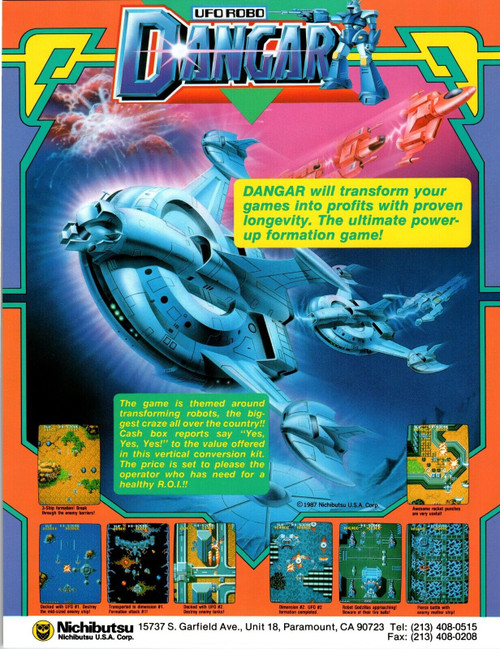 UFO Robo Dangar Ninja Emaki Arcade Game Flyer Original 1987 8.5" x 11" Two Sides