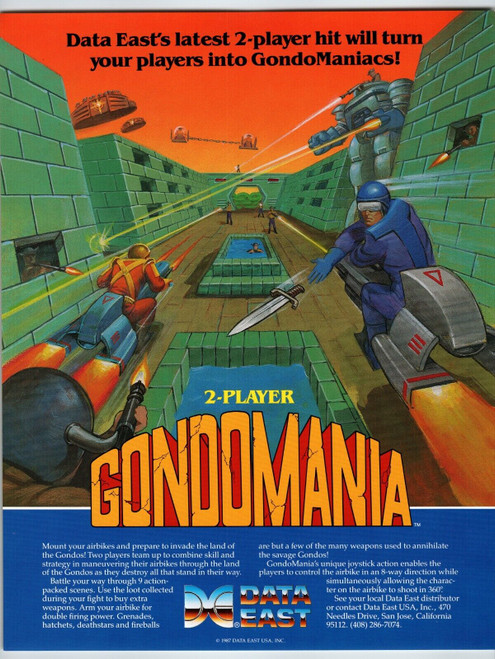 Gondomania Video Arcade Game Flyer Original 1987 Retro Space Age 8.5" x 11"