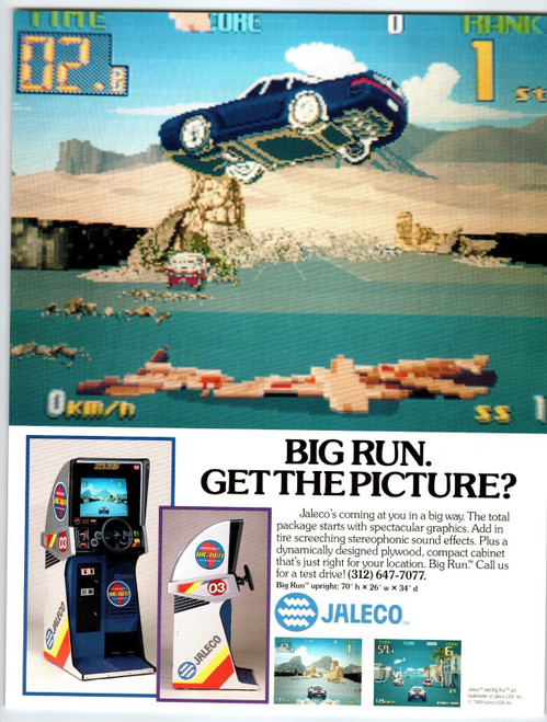 Big Run Video Arcade FLYER Original 1989 Game Art Retro Automobile Car Racer