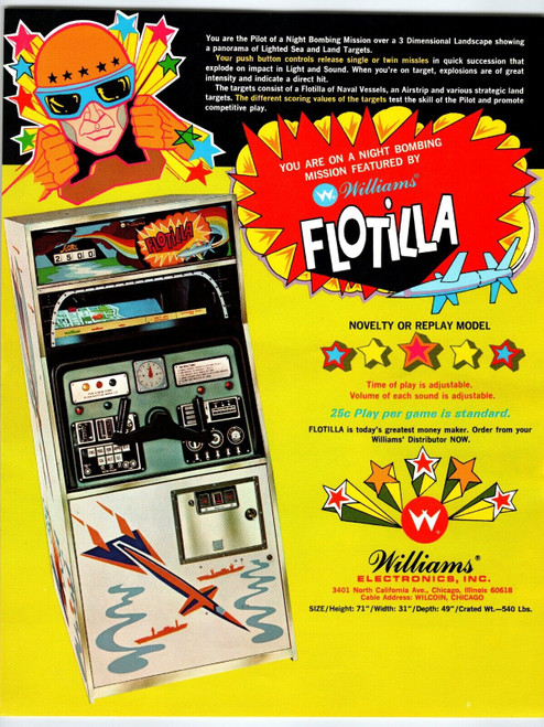 Flotilla Arcade Game Flyer Original 1973 Vintage Retro Sea Land Missile Bombs EM