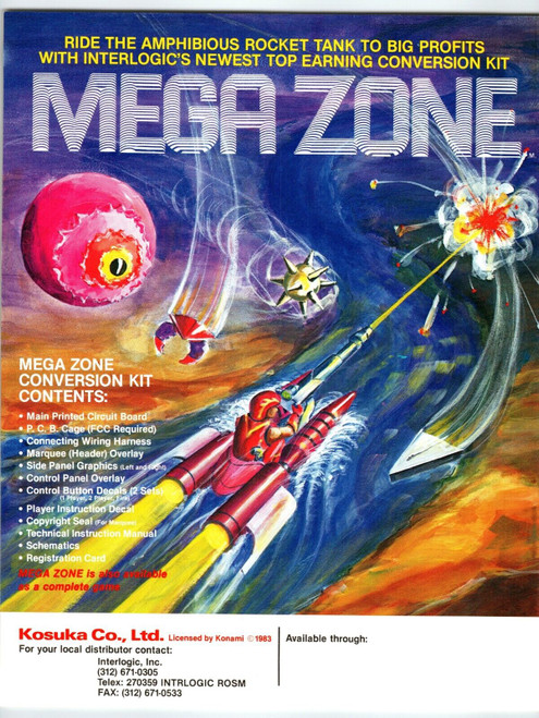 Mega Zone Arcade Game Flyer Original 1983 Retro Video 8.5" x 11 Space Age Battle