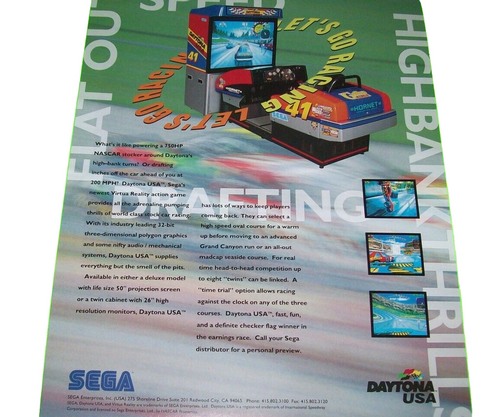 Daytona USA Video Arcade Game FLYER Original Art Promo UNUSED 1994 Sports Cars