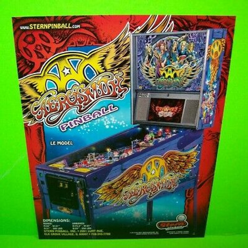 Aerosmith Pinball FLYER Limited LE Original Game Artwork Rock & Roll Stern 2014