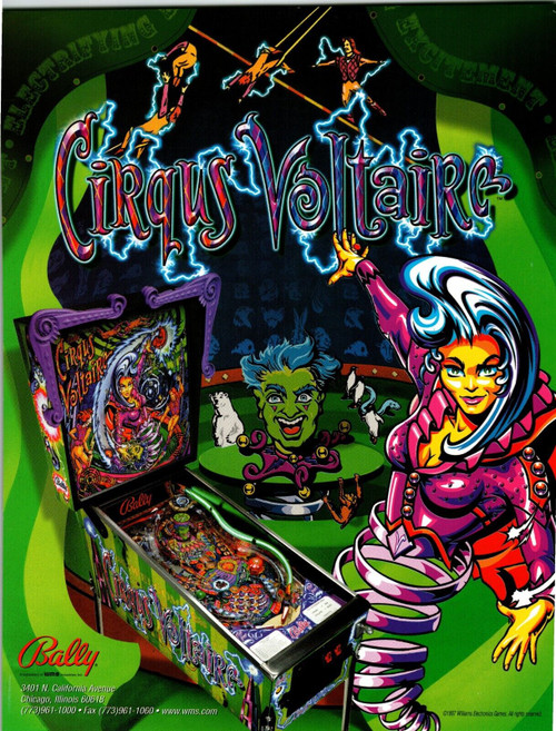 Cirqus Voltaire Pinball Machine Game FLYER 8.5" x 11" Original Art 1997 Circus