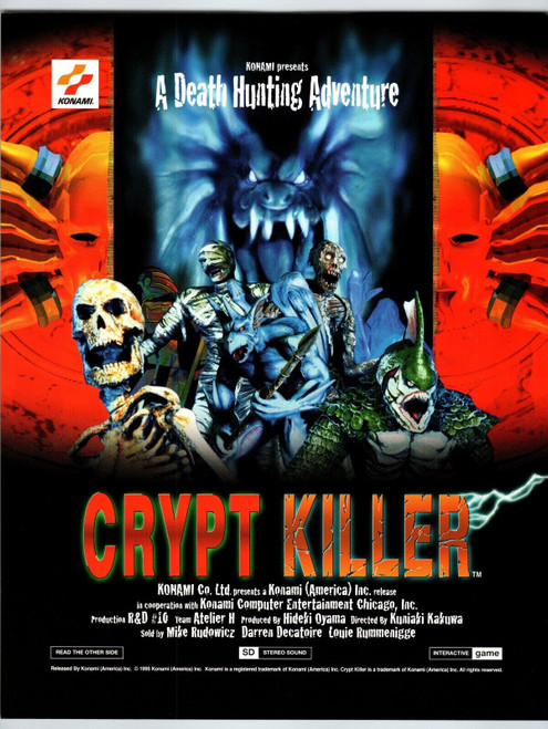 Crypt Killer Arcade Game FLYER Original 1995 Video Game Art Zombies Standard Ed