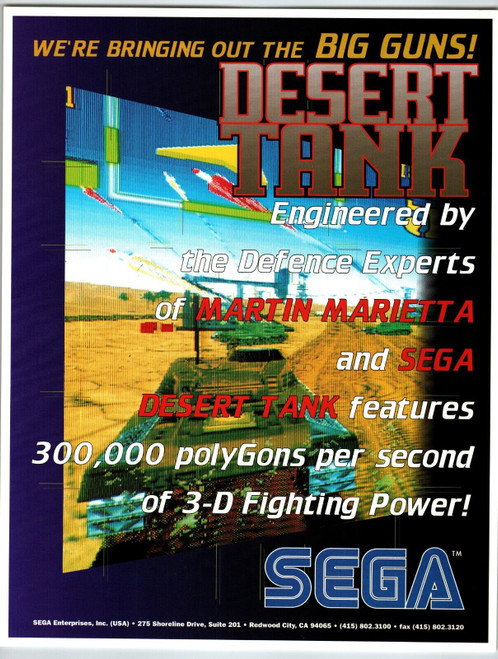 Desert Tank Video Arcade Game Flyer 1994 Original Double Sided Art 8.5" x 11"