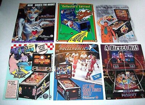 Pinball FLYER Set Diner Slugfest Rollergames Dirty Harry Bride Of Pinbot #25