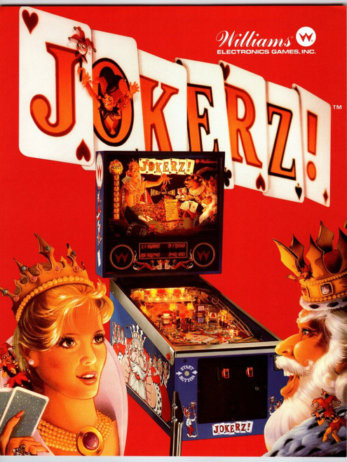 Jokerz Pinball Machine FLYER Original 1988 Vintage Coin-Op Amusement Game Art