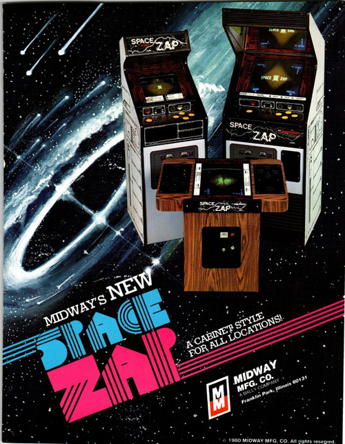 Space Zap Arcade Game FLYER Original 1980 Retro Video Game Alien Ship Artwork