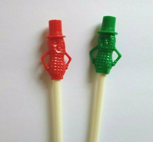 Mr Peanut Vintage Green & Red Drinking Straws 1950s Planters Peanuts Pop Culture