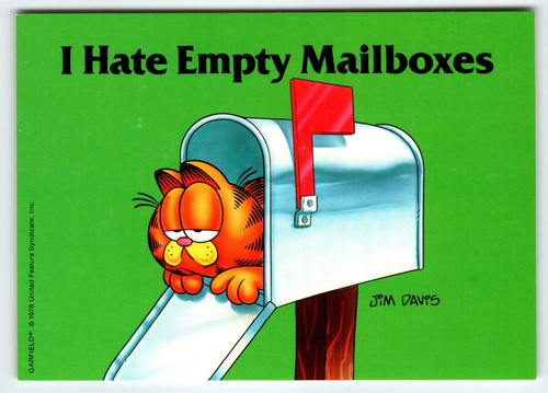 Garfield I Hate Empty Mailboxes Postcard Jim Davis Comic Orange Tabby Mail 1978