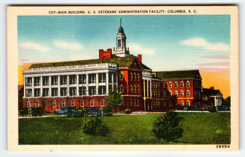 US Veterans Facility Building Columbia South Carolina Linen Postcard SC Vintage