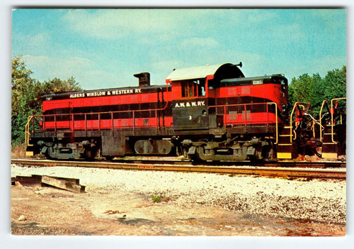 Railroad Postcard Locomotive Train 3 Algers Winslow Western Line CUT TRIMMED