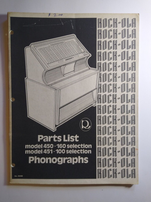 Rock-Ola 450 451 Select Jukebox Phonograph Music Parts List Manual Original 1970