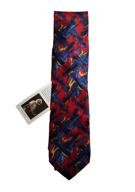 Jerry Garcia Stonehenge Silk Tie Red Blue Patten Geometric Unused Neckwear Tags