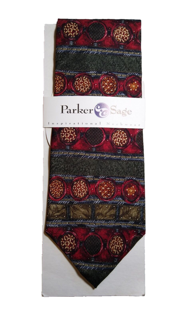 Parker Sage Silk Tie Geometric Pattern Neckwear Abundance New With Tags