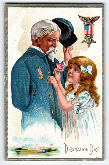 Decoration Day Postcard Navy Ships US General Girl Series 3 John Winsch Back