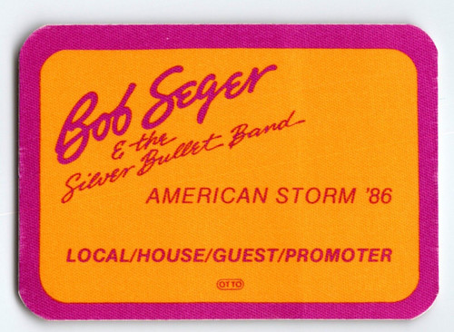 Bob Seger Backstage Pass American Storm Tour Rock Cloth Fabric Original 1986