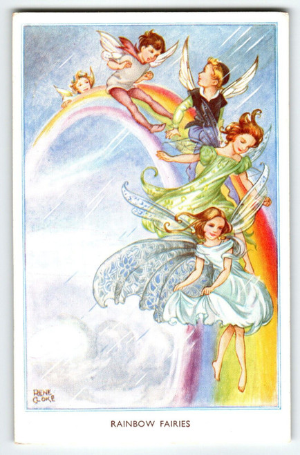 Fairies Postcard Fairy Sprites Ride Rainbow Fantasy Rene Cloke Valentine & Sons