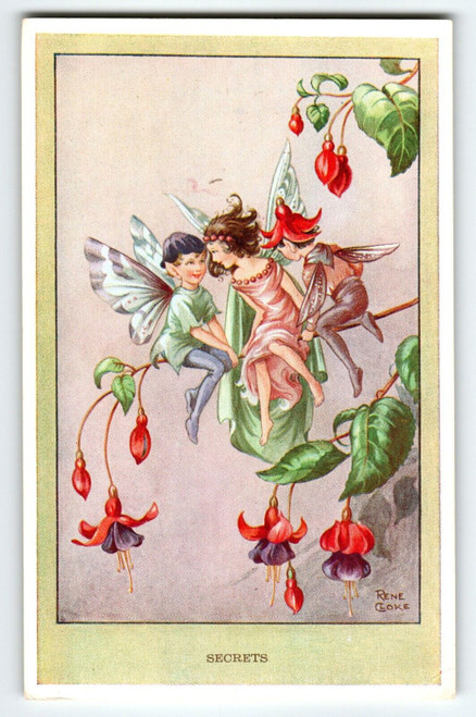 Fairies Lovers Postcard Fairy Fantasy Tree Secrets Rene Cloke Valentine & Sons