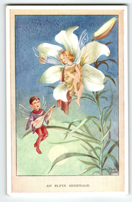 Fairies Lovers Postcard Fairy Fantasy Elfin Serenade Rene Cloke Valentine & Sons