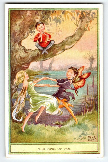 Fairies Lovers Postcard Fairy Fantasy Pipes Of Pan Rene Cloke Valentine & Sons