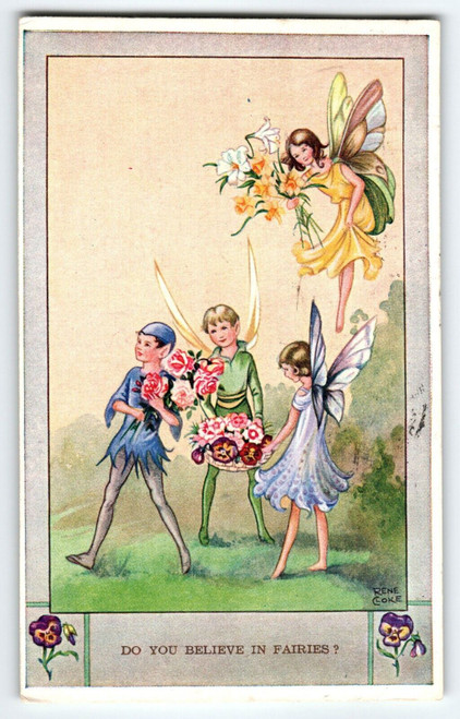 Do You Believe In Fairies Postcard Sprites Fantasy Rene Cloke Valentine & Sons