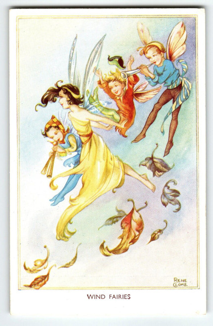 Wind Fairies Postcard Fairy Winged Sprites Fantasy Rene Cloke Valentine & Sons