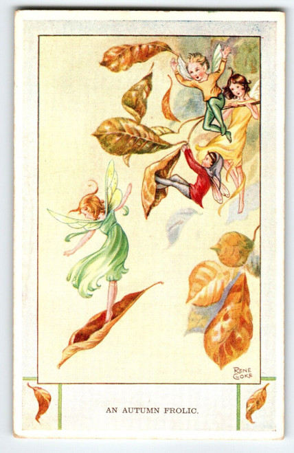 Fairies Postcard Sprites An Autumn Frolic Fantasy Rene Cloke Valentine & Sons