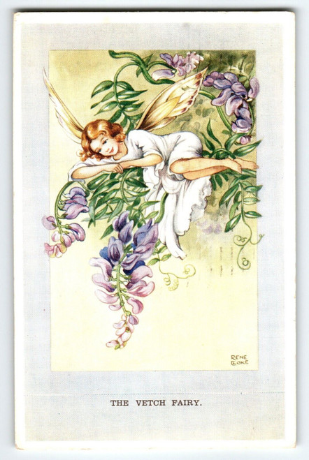 The Vetch Fairy Postcard Winged Sprite Flower Fantasy Rene Cloke Valentine Sons