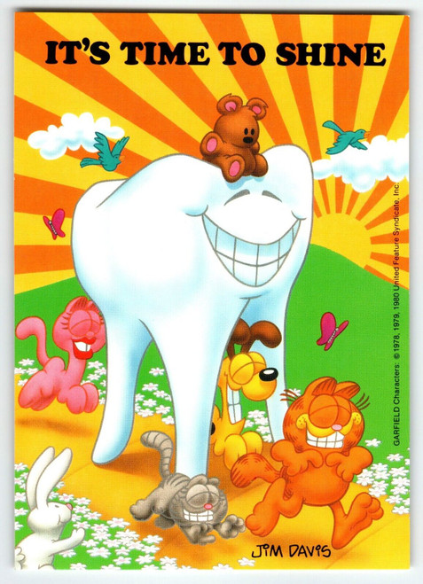 Garfield Cat Postcard big Tooth Its Time To Shine Groovy Jim Davis Comical 1978