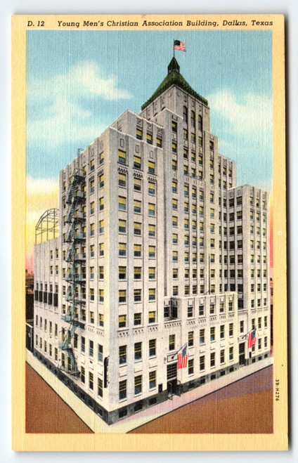 Young Mens Christian Association Building Dallas Texas Linen Postcard Curt Teich