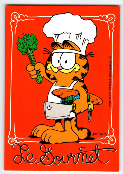 Garfield Dutch Postcard Le Gourmet Tabby Cat Dressed As Chef Jim Davis 1978