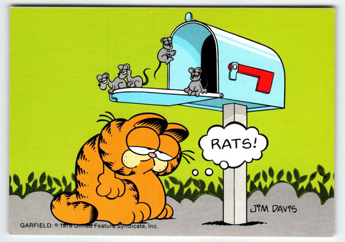 Garfield Cat Postcard Rats In The Mailbox Jim Davis 1978 Orange Kitten Unused