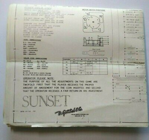 Sunset 1962 Pinball Machine Game Schematic Wiring Diagram Original Repair Info Sunset 1962 Pinball Machine Game Schematic Wiring Diagram Original Repair Info