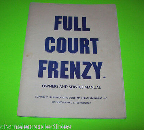 FULL COURT FRENZY By ICE 1992 ORIGINAL ARCADE GAME OPERATION INSTRUCTION MANUAL