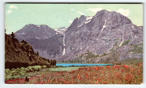 Gull Lake Mountain Bishop Hwy 395 California Postcard Union Oil 76 Gasoline 1939