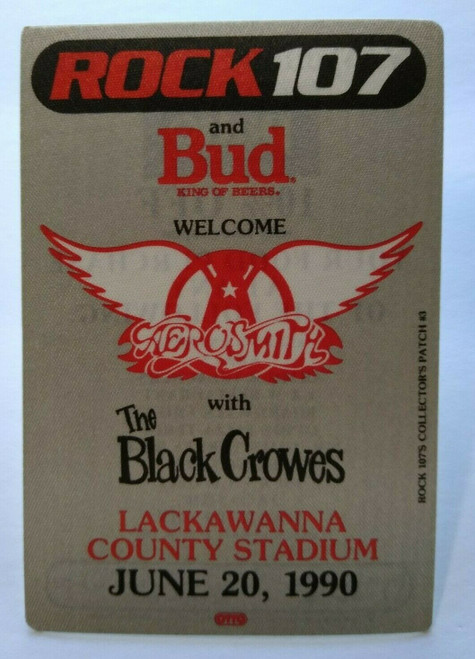 Aerosmith The Black Crowes Backstage Concert Pass Original Hard Rock Music 1990