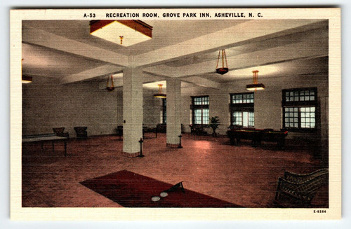 Grove Park Inn Recreation Room Asheville North Carolina Linen Postcard Vintage