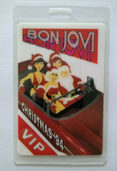 Bon Jovi Backstage Pass VIP Original Christmas 1994 Concert Tour Santa Artwork