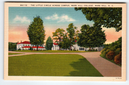 Mars Hill College Little Circle Campus North Carolina Linen Postcard Unused NC