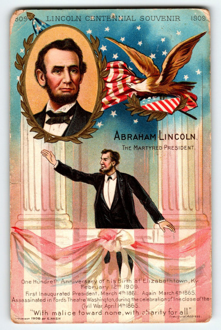 Abraham Lincoln Centennial Souvenir Postcard President Political 1912 Vintage