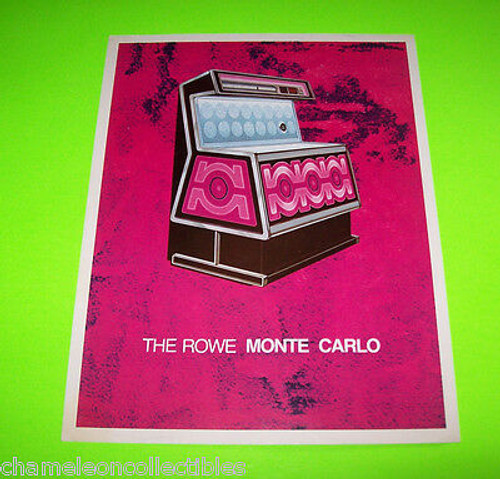 MONTE CARLO Model TI-1 By ROWE AMI 1973 ORIGINAL JUKEBOX PHONOGRAPH SALES FLYER