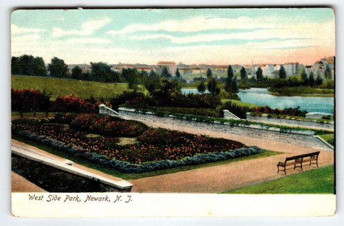 Vintage Postcard West Side Park Newark NJ Gardens Water Antique New Jersey