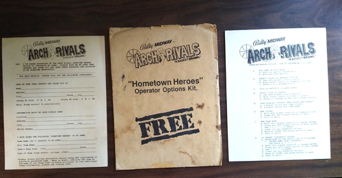 Arch Rivals 1989 Original Hometown Heroes Arcade Game Paperwork Vintage Retro