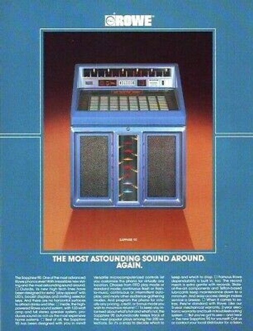 Sapphire 90 Jukebox FLYER Original NOS Rowe AMI 1986 Phonograph Music Art Sheet